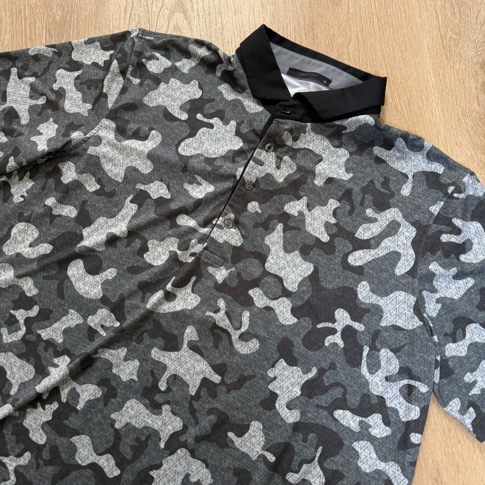 Greyson Camo Performance Golf Polo Shirt Mens XL Gray Black Short Sleeve